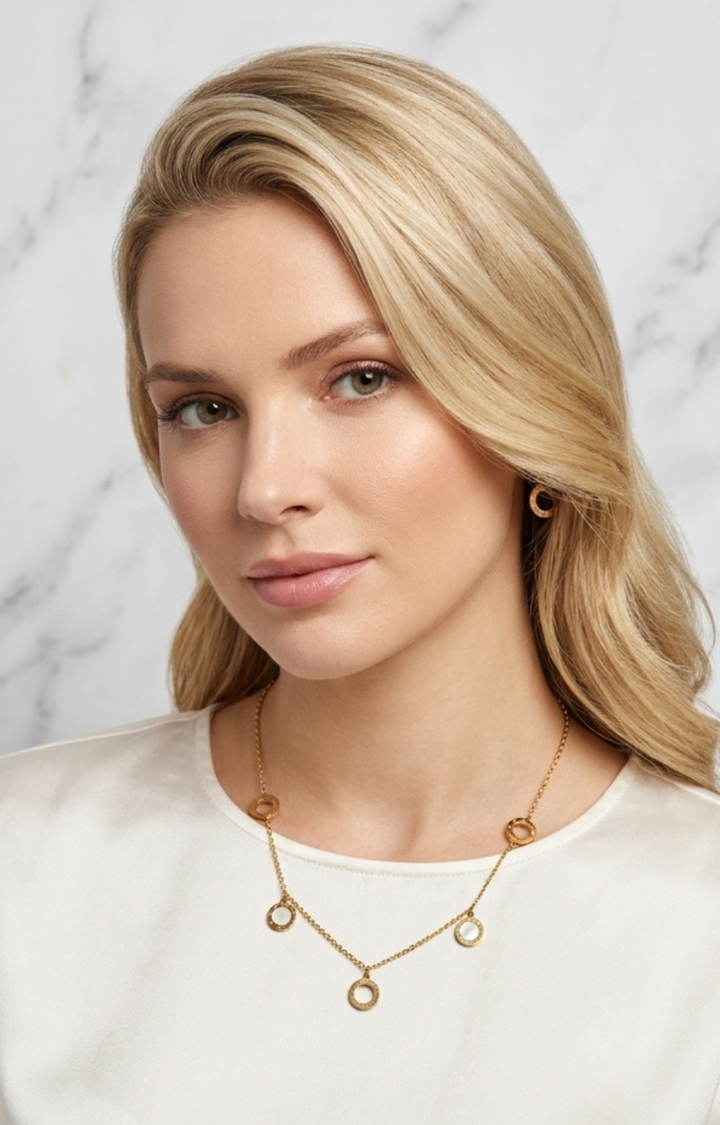 Collar Dorado con Aros - SET COLLAR ACERO Boutiquemirel 