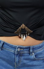 Blusa negra con drapeado al frente