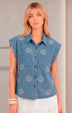 Blusa de mezclilla con aplicaciones - BLUSAS REGULAR Boutiquemirel 