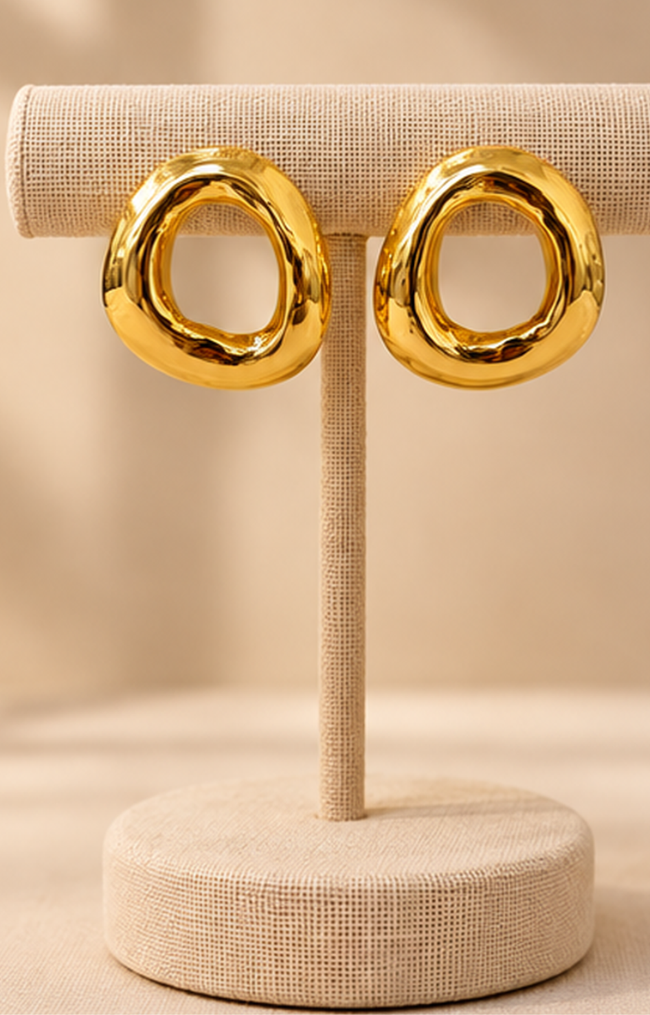 Aretes de acero Boutiquemirel, argolla gruesa de diseño circular y acabado metálico plateado