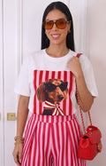 Blusa blanca con estampado de perrito chic