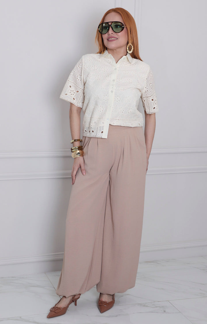 Pantalon beige tipo globo - PANTALON REGULAR Boutiquemirel 