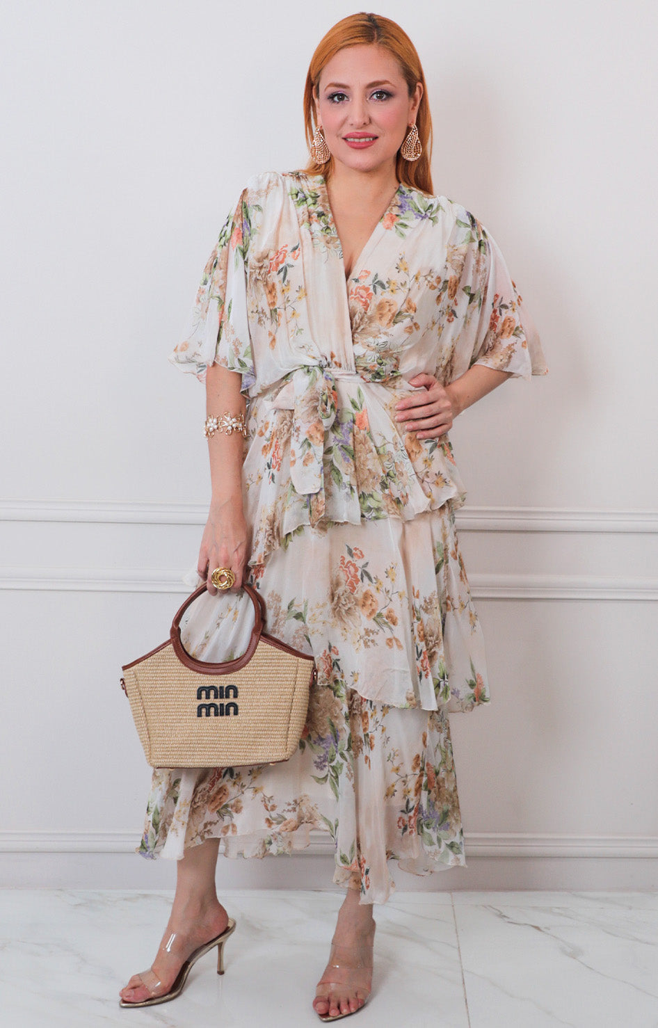 V*4-26*AMATI*16090*BEIGE ESTAMPADO - VESTIDO CORTO CURVY Boutiquemirel 
