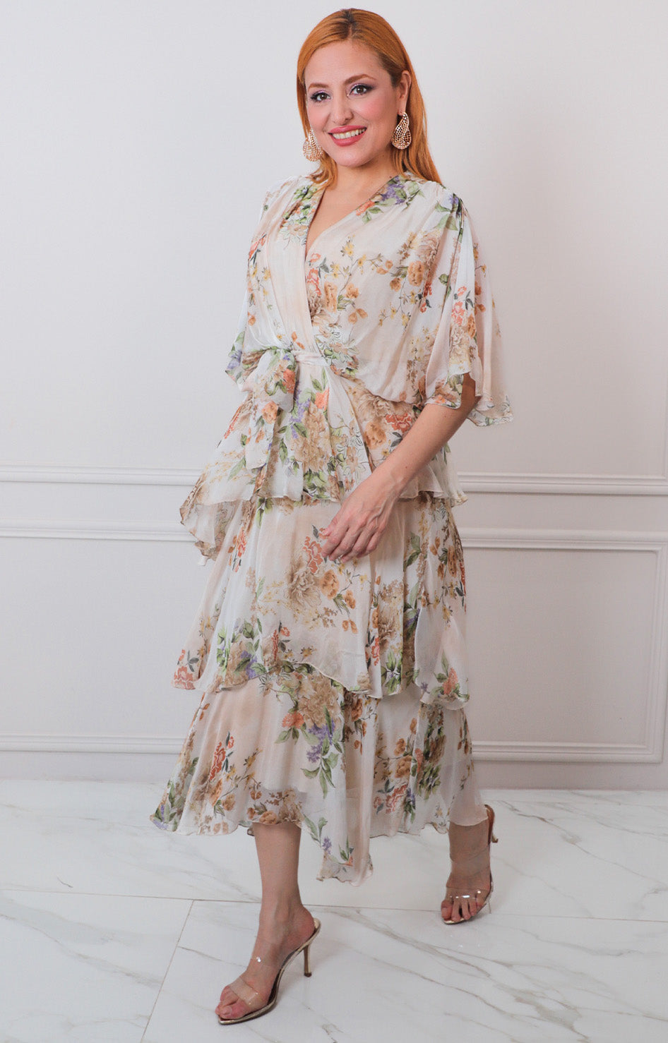 V*4-26*AMATI*16090*BEIGE ESTAMPADO - VESTIDO CORTO CURVY Boutiquemirel 