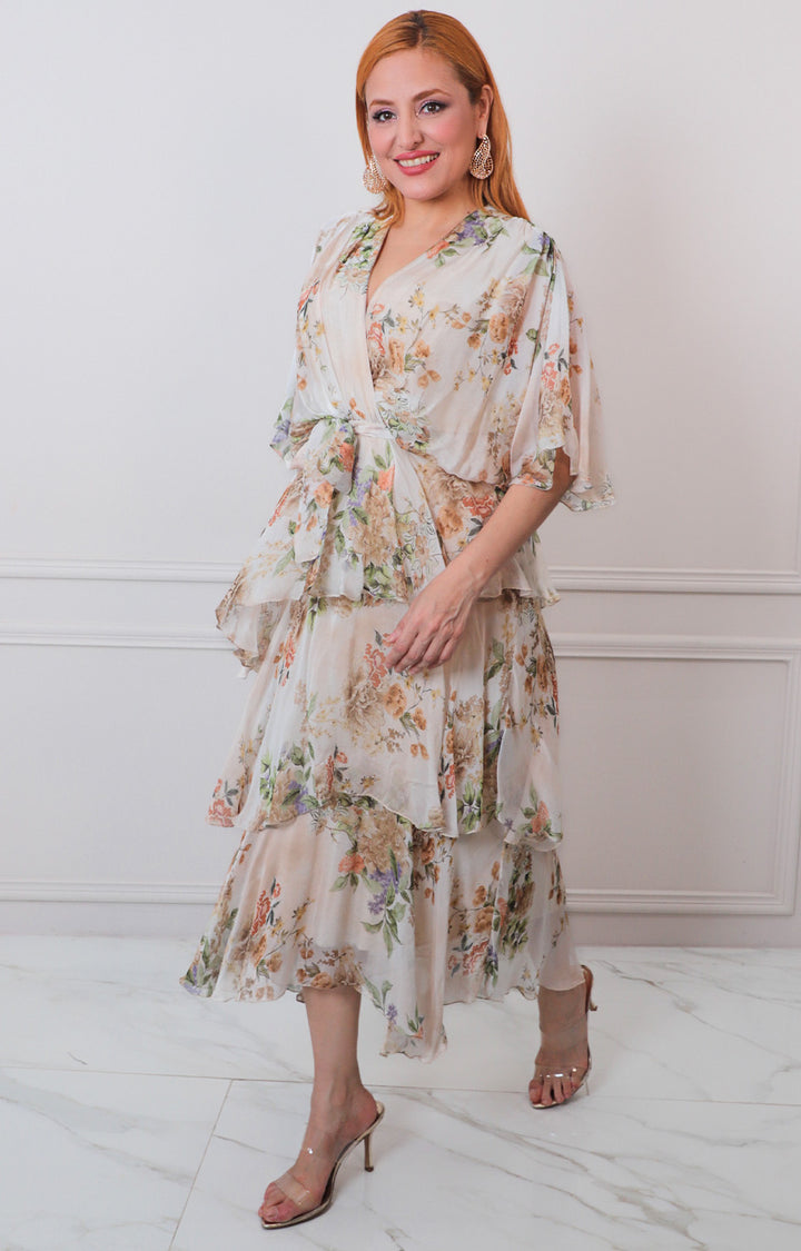 V*4-26*AMATI*16090*BEIGE ESTAMPADO - VESTIDO CORTO CURVY Boutiquemirel 