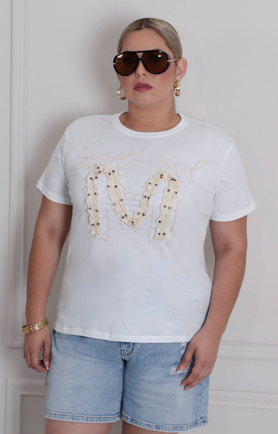 Blusa blanca con estampado - BLUSA CURVY Boutiquemirel 