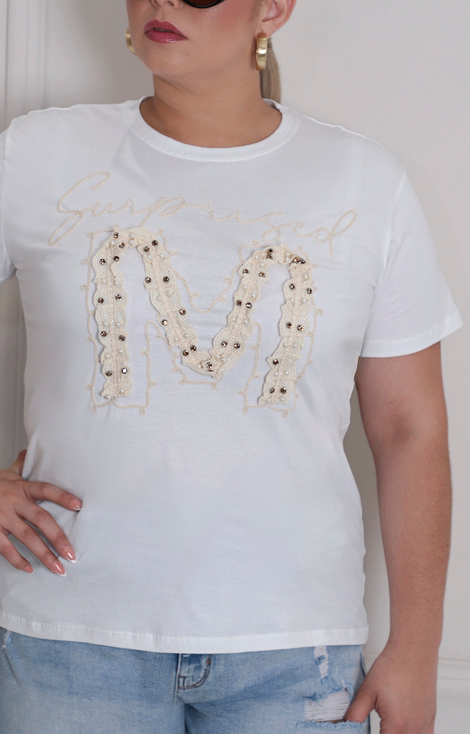 Blusa blanca con estampado - BLUSA CURVY Boutiquemirel 