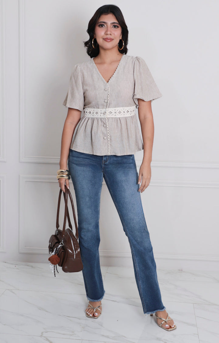 Blusa peplum con botones - BLUSAS REGULAR Boutiquemirel 