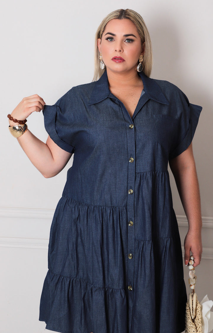 Vestido corto de mezclilla - VESTIDO CORTO CURVY Boutiquemirel 