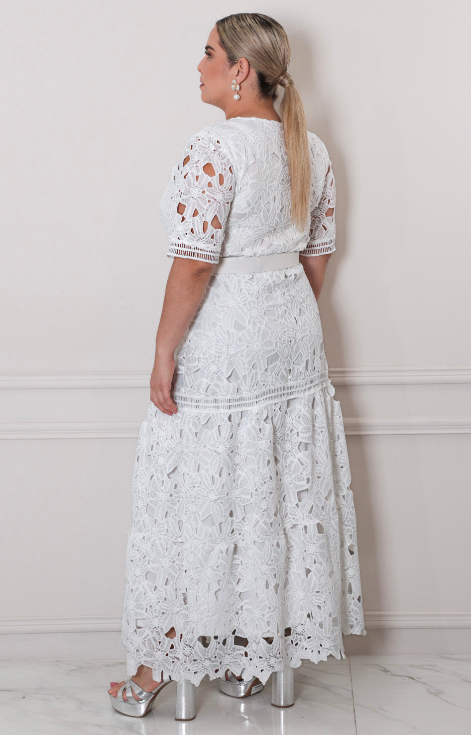 Vestido blanco de gipiur - VESTIDO LARGO CURVY Boutiquemirel 