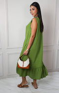 Vestido verde con olán