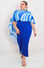 Vestido azul con capa - VESTIDO LARGO CURVY Boutiquemirel 