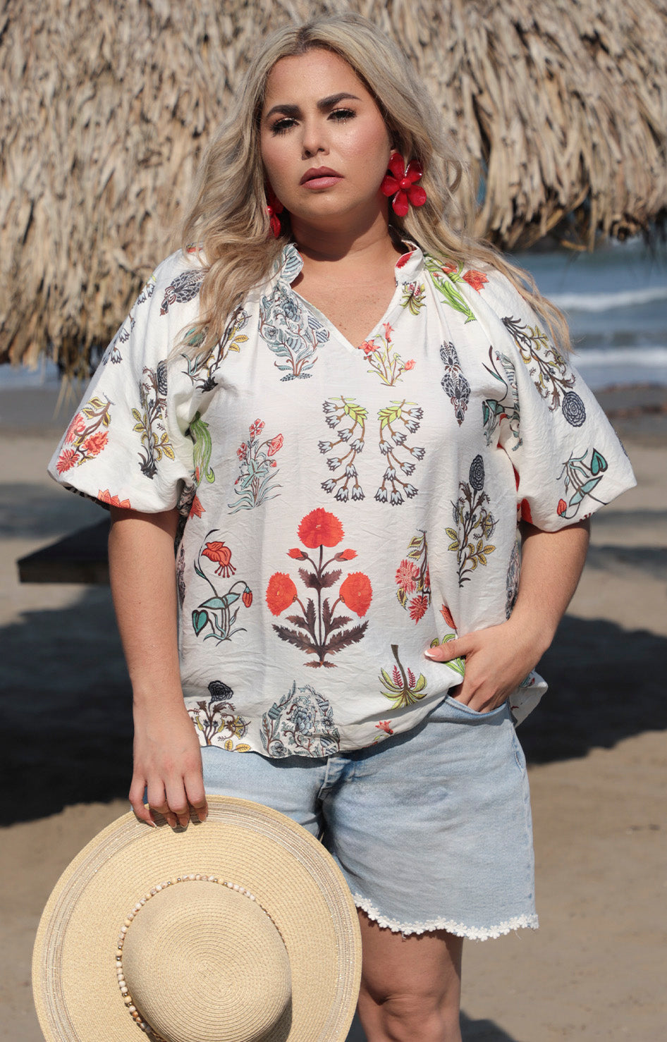 B*3-26*UMGEE*WC5876*BEIGE ESTAMPADO - BLUSAS CURVY Boutiquemirel 