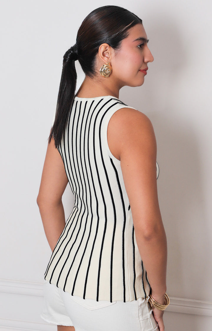 Blusa de rayas con broche - BLUSAS REGULAR Boutiquemirel 
