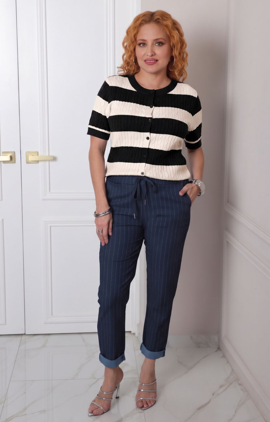 Cardigan de rayas con botones