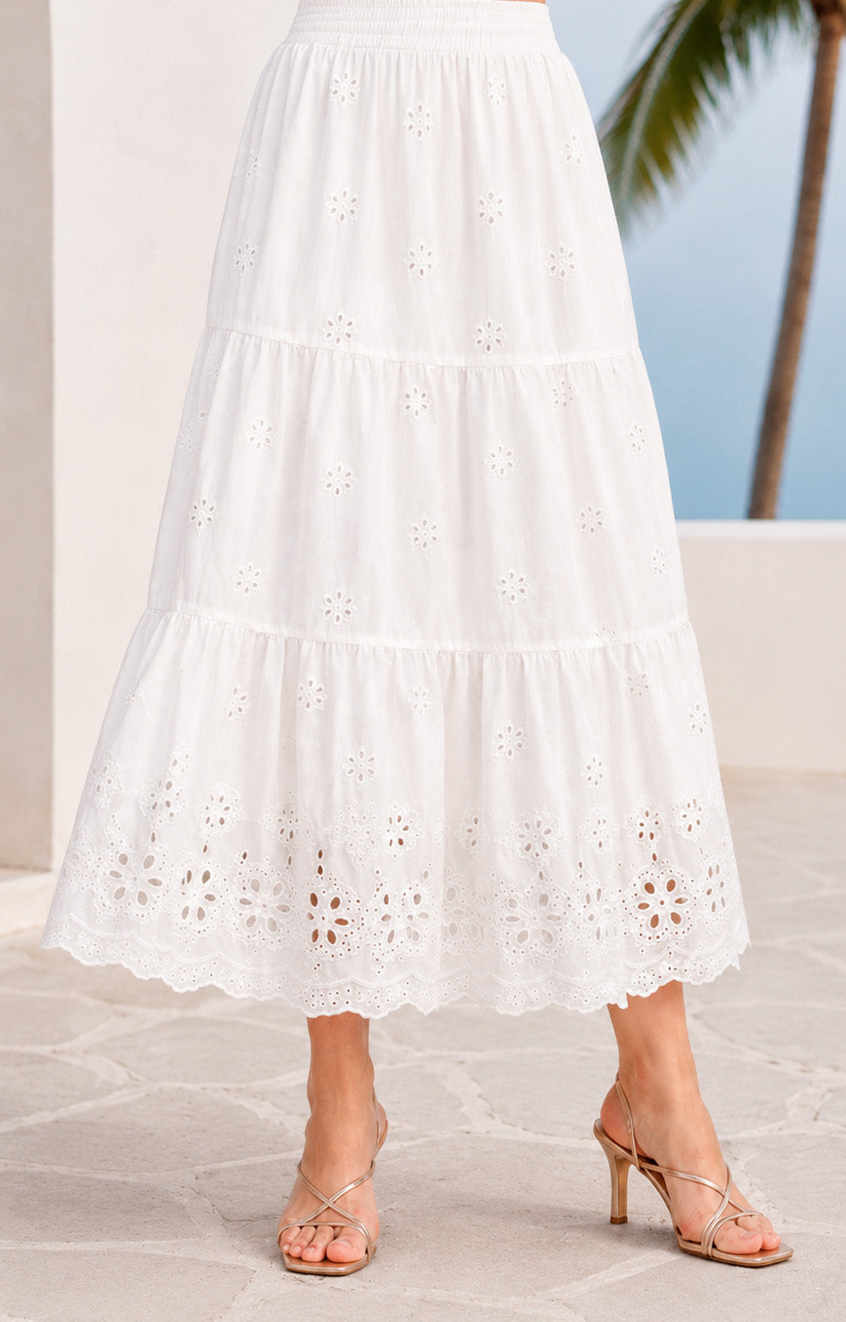 Falda blanca con detalles florales bordados - FALDA REGULAR Boutiquemirel 