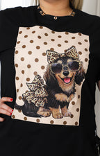 Blusa con estampado animal print y aplicaciones