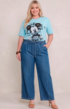 Pantalón de mezclilla amplio con elástico - PANTALON MEZCLILLA CURVY Boutiquemirel 