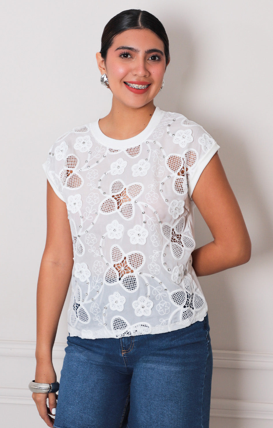 Blusa blanca de encaje - BLUSAS REGULAR Boutiquemirel 
