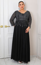 Vestido largo con aplicaciónes de brillo