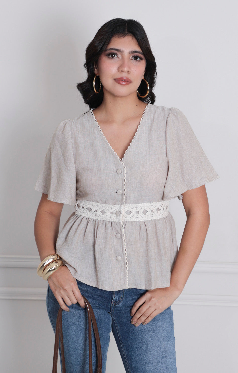 Blusa peplum con botones - BLUSAS REGULAR Boutiquemirel 