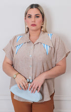 Blusa beige con detalle - BLUSAS CURVY Boutiquemirel 