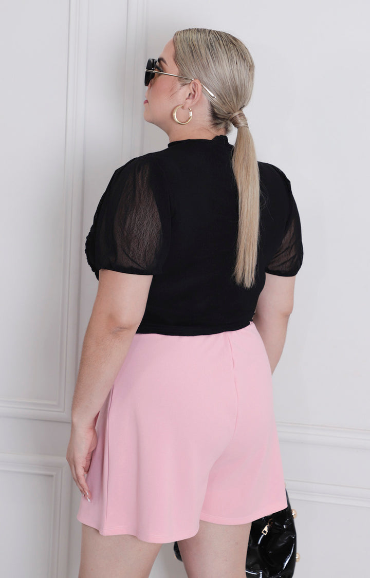 Blusa negra con drapeado - BLUSAS CURVY Boutiquemirel 