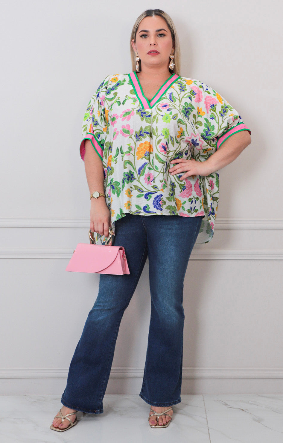 Blusa verde estampado - BLUSAS CURVY Boutiquemirel 