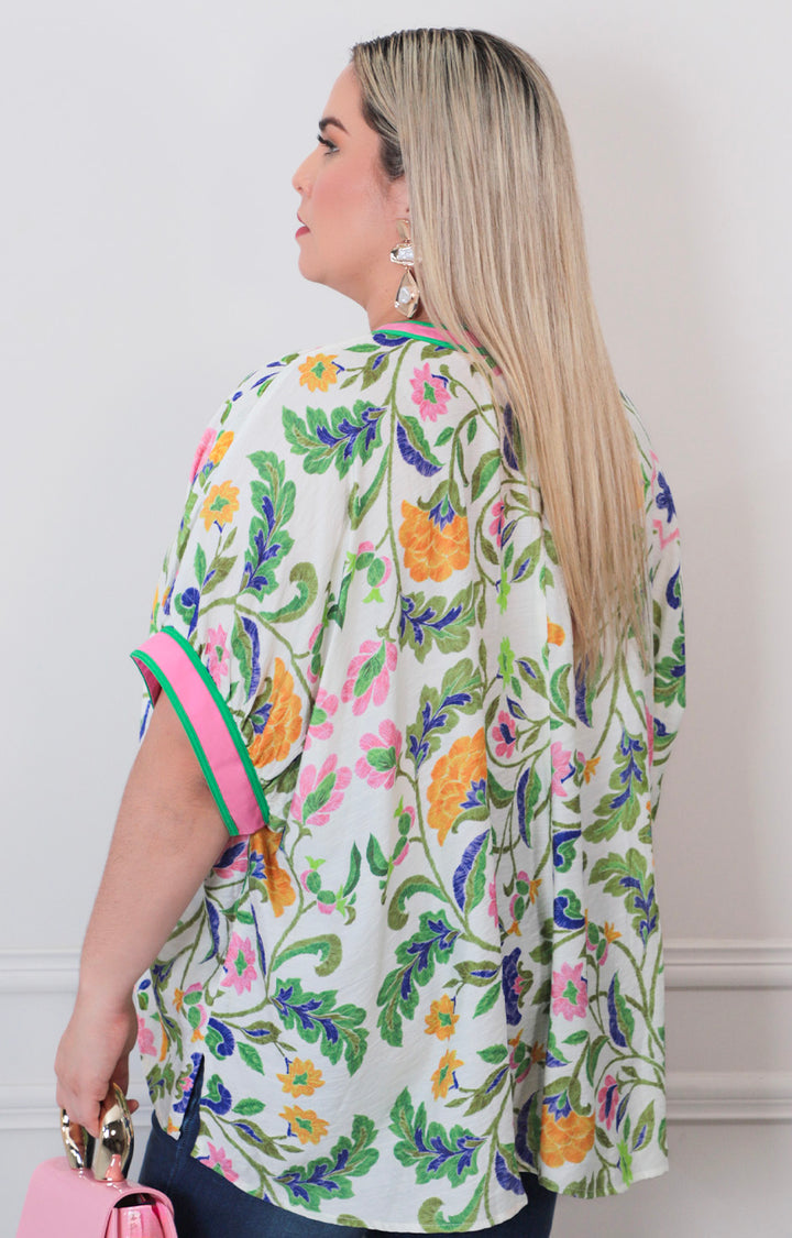 Blusa verde estampado - BLUSAS CURVY Boutiquemirel 