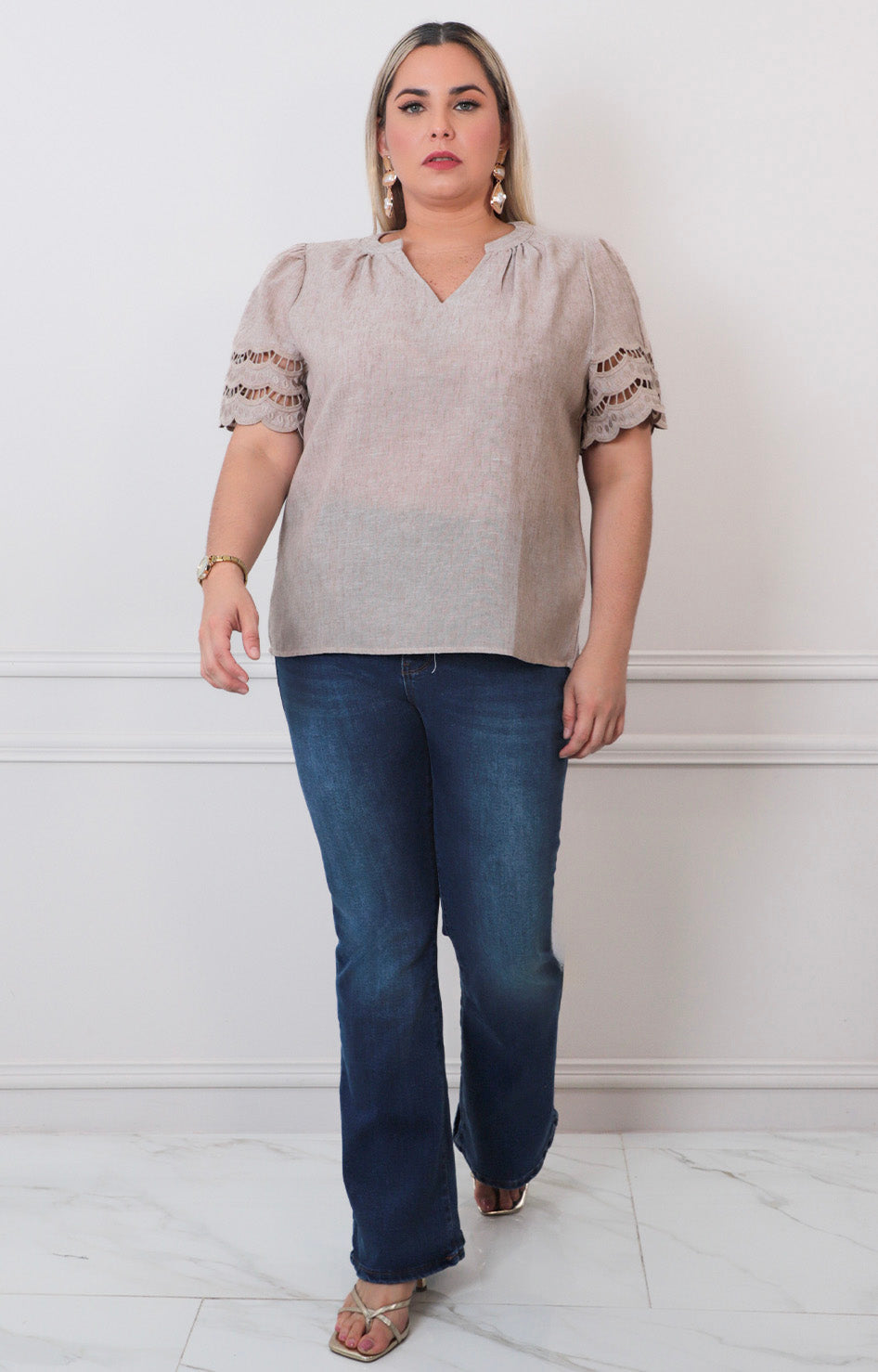 Blusa lisa con detalle - BLUSAS CURVY Boutiquemirel 