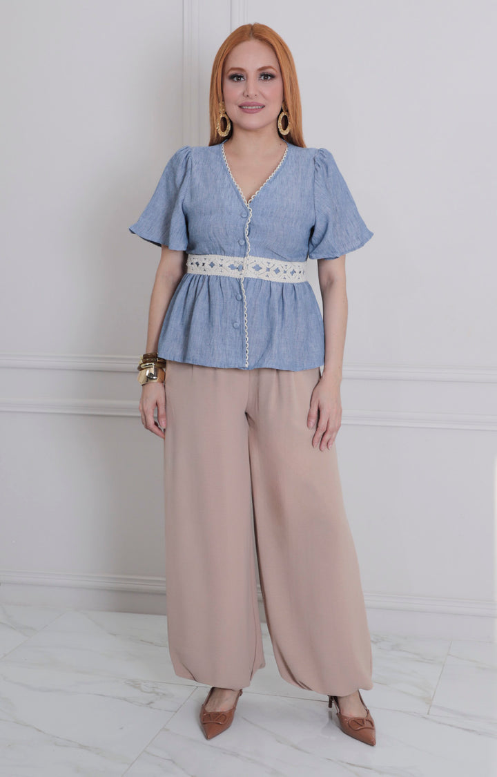 Blusa peplum con botones - BLUSAS REGULAR Boutiquemirel 