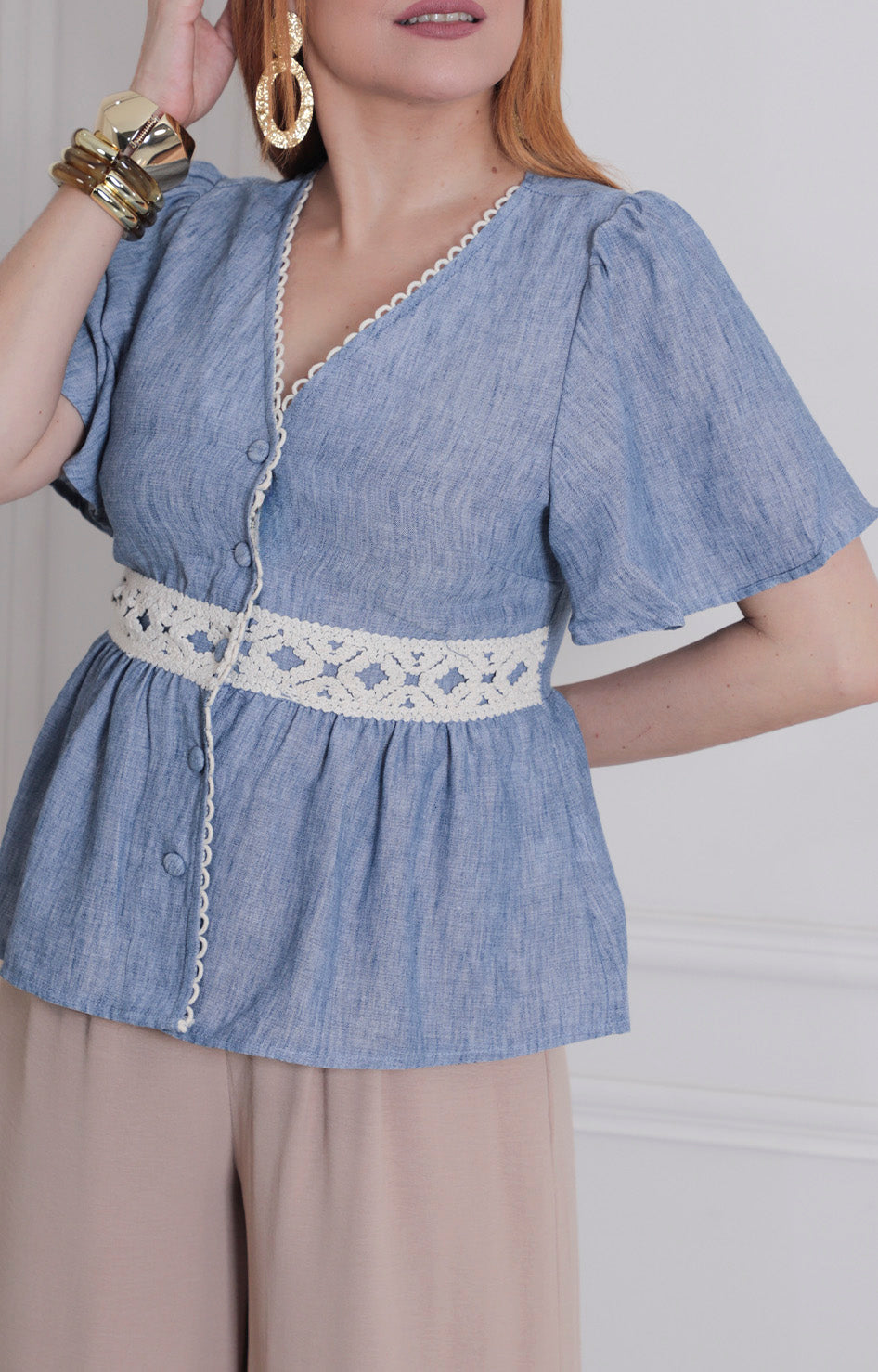 Blusa peplum con botones - BLUSAS REGULAR Boutiquemirel 