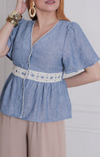 Blusa peplum con botones - BLUSAS REGULAR Boutiquemirel 