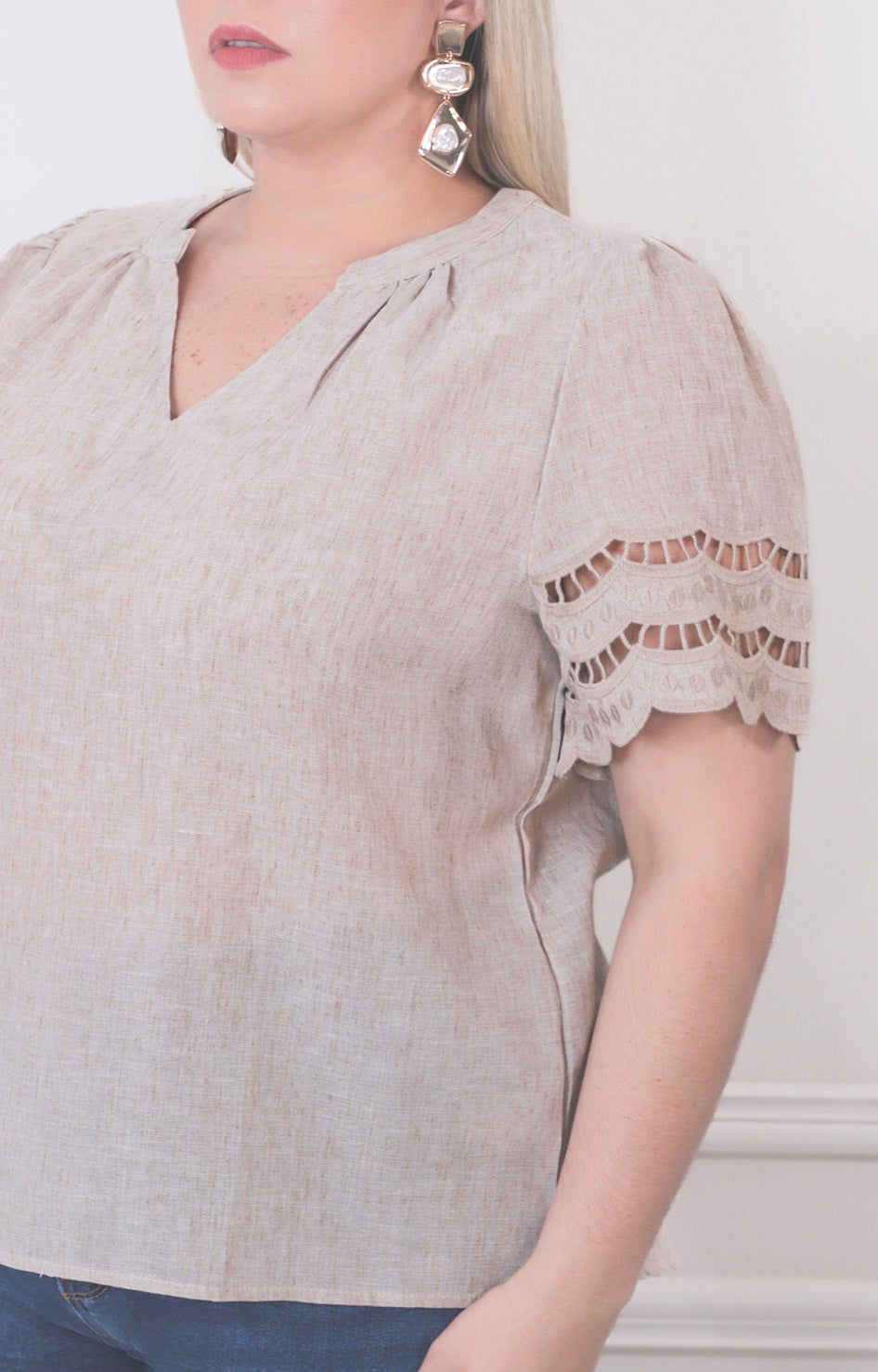 Blusa lisa con detalle - BLUSAS CURVY Boutiquemirel 
