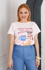 Blusa con estampado y aplicaciones de brillos
