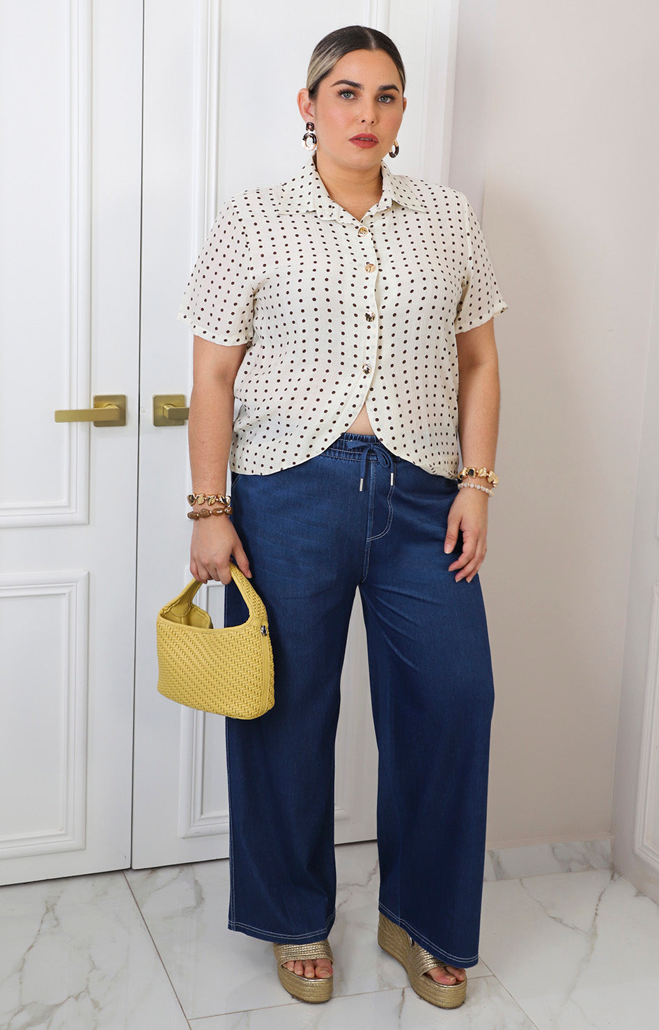 Blusa beige polka-dots