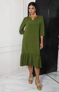 Vestido verde con cuello en V