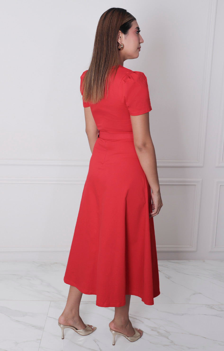 Vestido rojo con cinturòn - VESTIDO LARGO REGULAR Boutiquemirel 