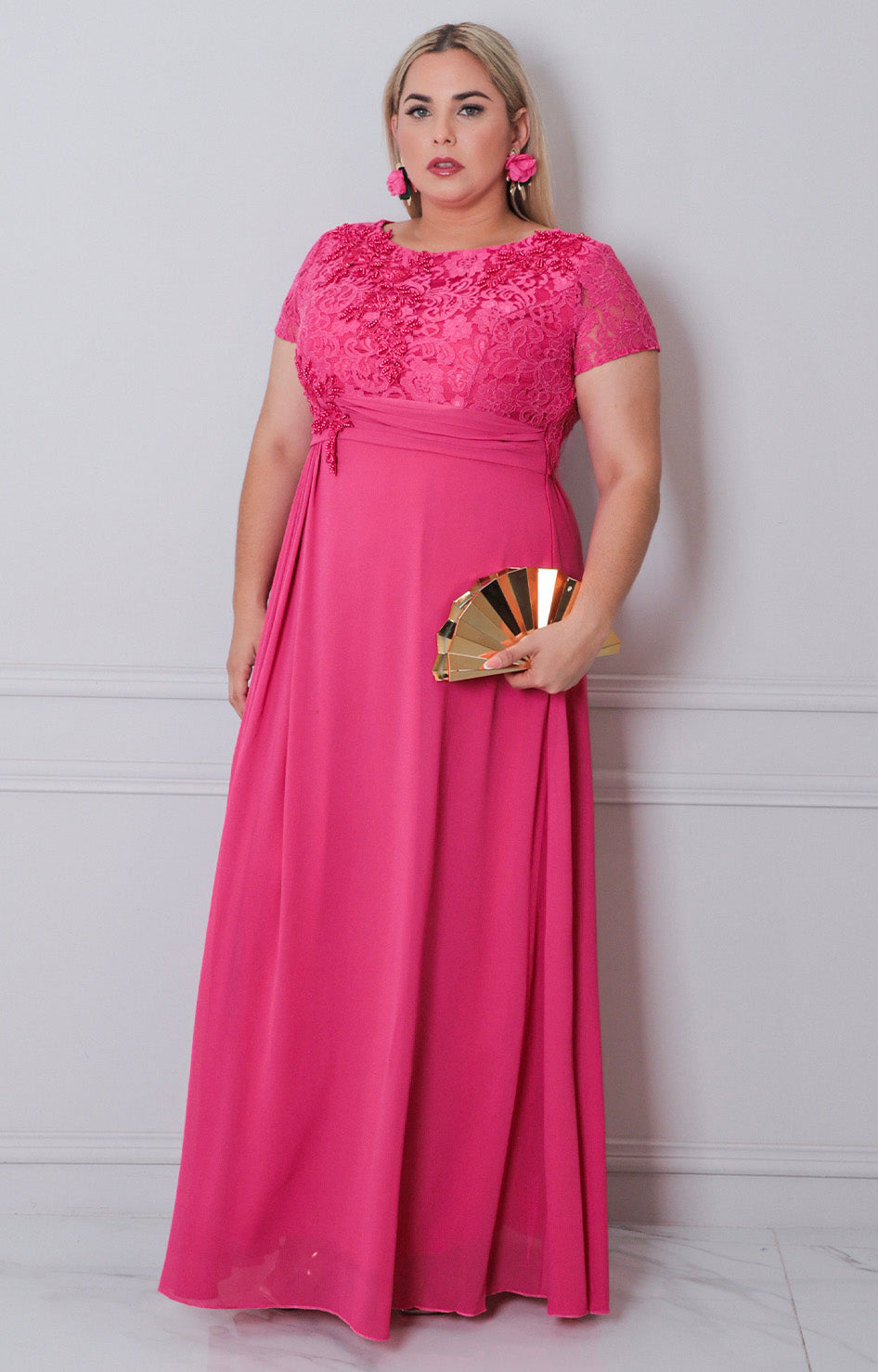 Vestido fucsia con encaje - VESTIDO CURVY Boutiquemirel 