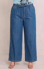 Pantalón de mezclilla amplio con elástico - PANTALON MEZCLILLA CURVY Boutiquemirel 