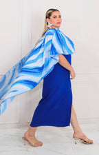 Vestido azul con capa - VESTIDO LARGO CURVY Boutiquemirel 