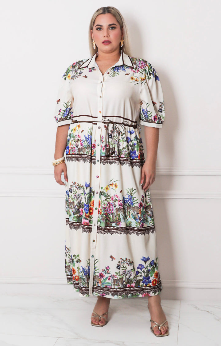 Vestido estampado con lazo - VESTIDO LARGO CURVY Boutiquemirel 