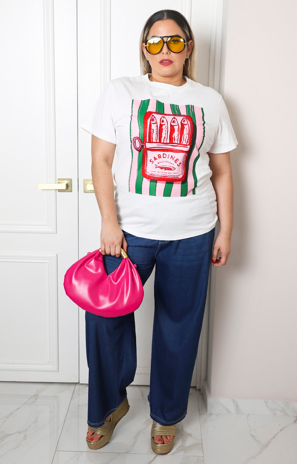 Blusa con estampado de lata de sardinas