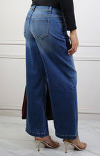 Pantalón azul de mezclilla pierna ancha