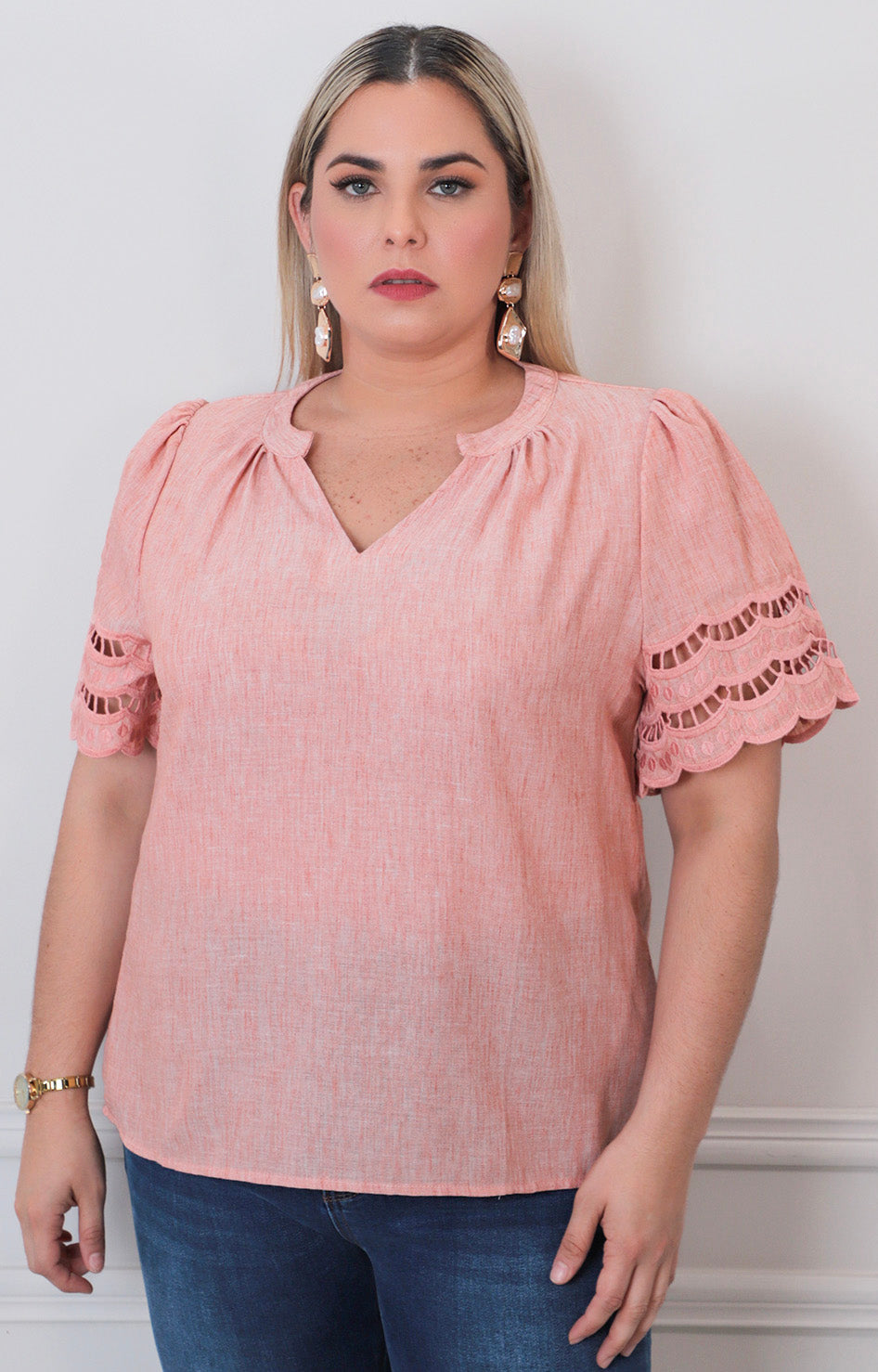 Blusa lisa con detalle - BLUSAS CURVY Boutiquemirel 