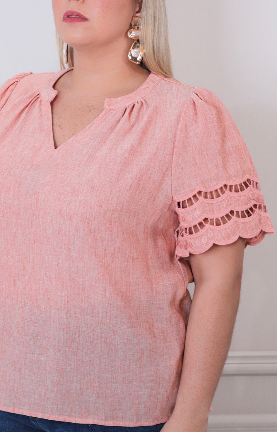 Blusa lisa con detalle - BLUSAS CURVY Boutiquemirel 