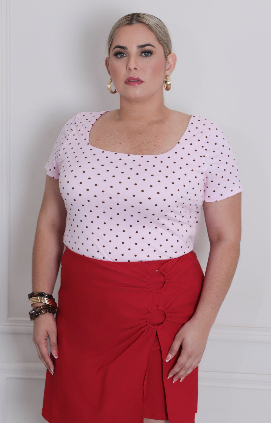 Blusa rosa polka dot - BLUSAS CURVY Boutiquemirel 