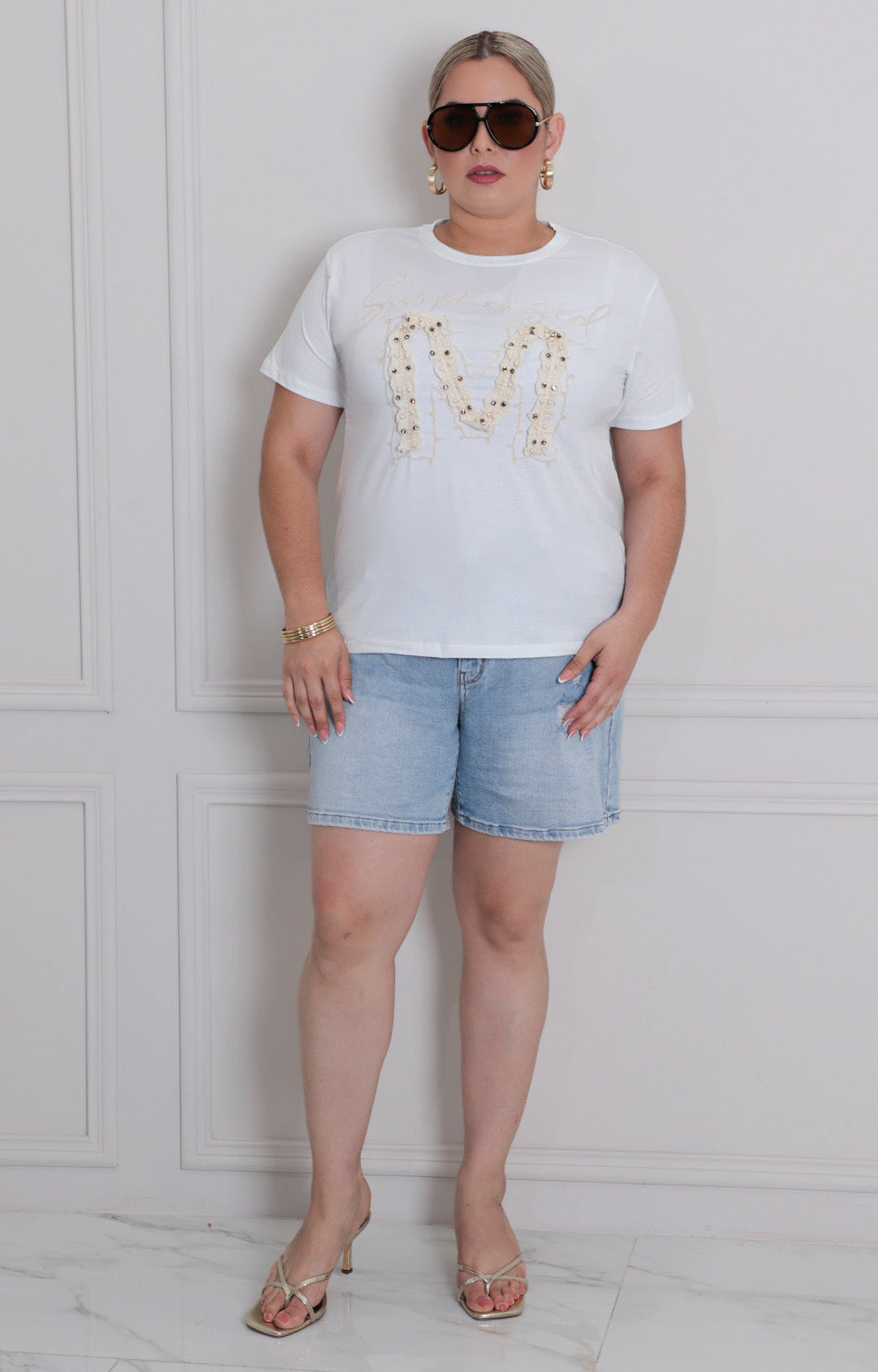 Blusa blanca con estampado - BLUSA CURVY Boutiquemirel 