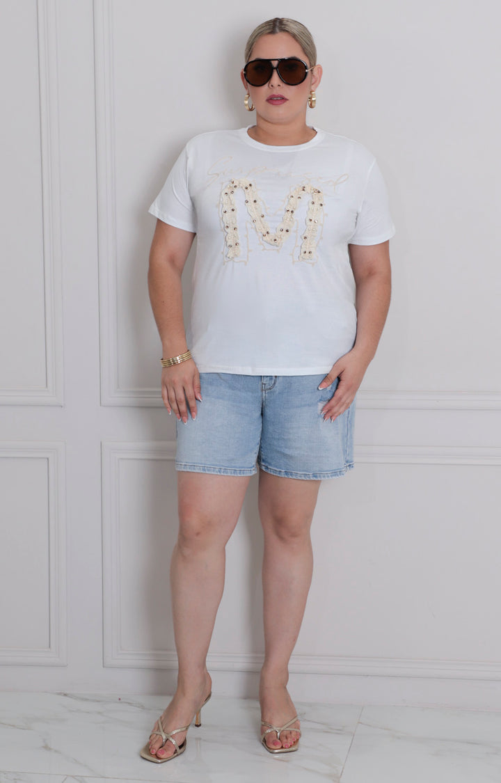 Blusa blanca con estampado - BLUSA CURVY Boutiquemirel 