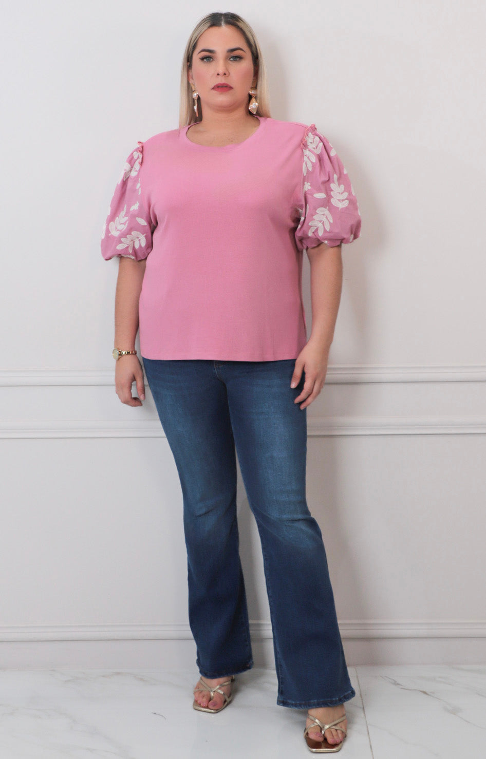 Blusa rosa con bordado - BLUSAS CURVY Boutiquemirel 